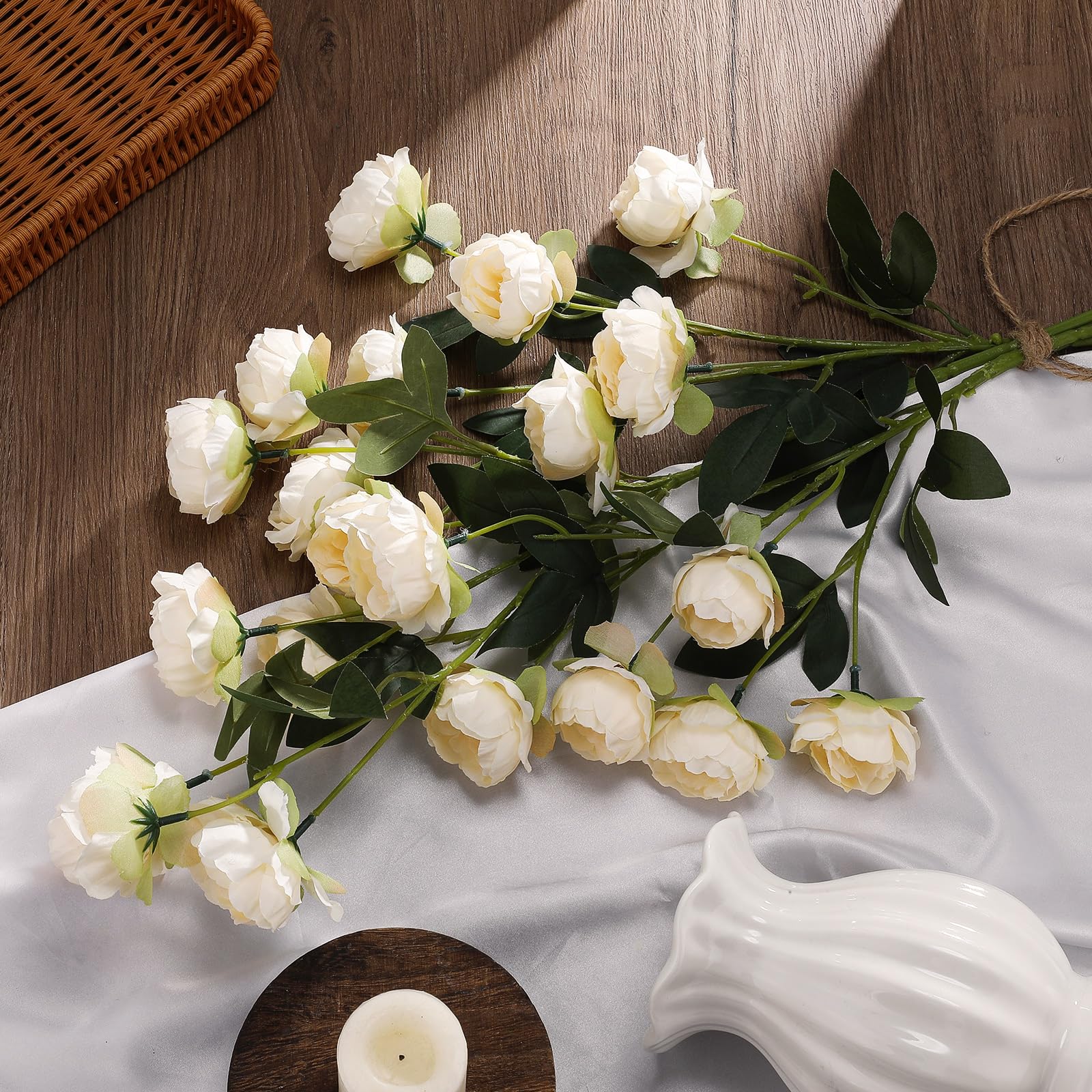 Craftsatin beige peonies suit farmhouse decor with warm, inviting tones.