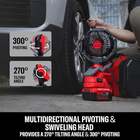 CRAFTSMAN cordless clip-on fan ideal for outdoors and travel