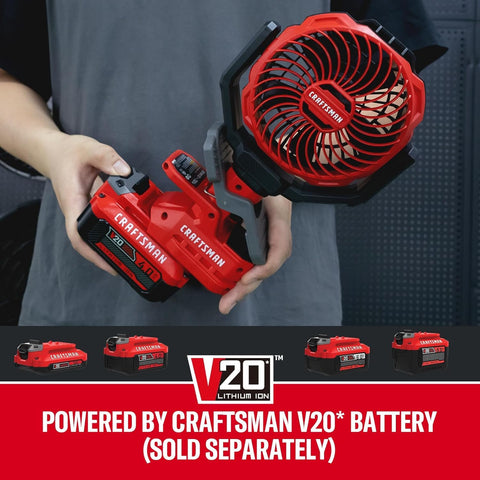 CRAFTSMAN clip-on fan tilts 270 degrees and pivots 300