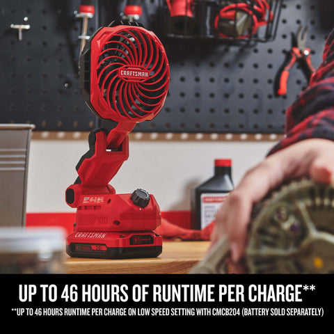 CRAFTSMAN V20 Personal Fan 180-degree pivot head directs airflow precisely