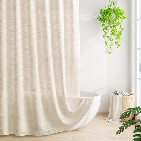 Craidlela boho farmhouse shower curtain 72x72 beige cream adds warm texture to your bathroom