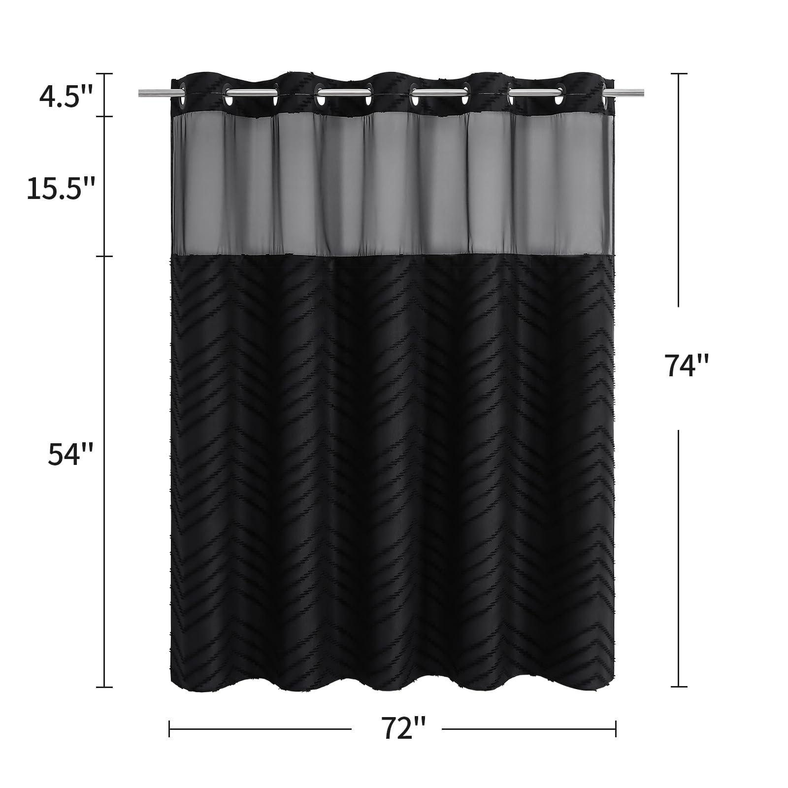 Craidlela machine-washable curtain suitable for standard tub/shower use.