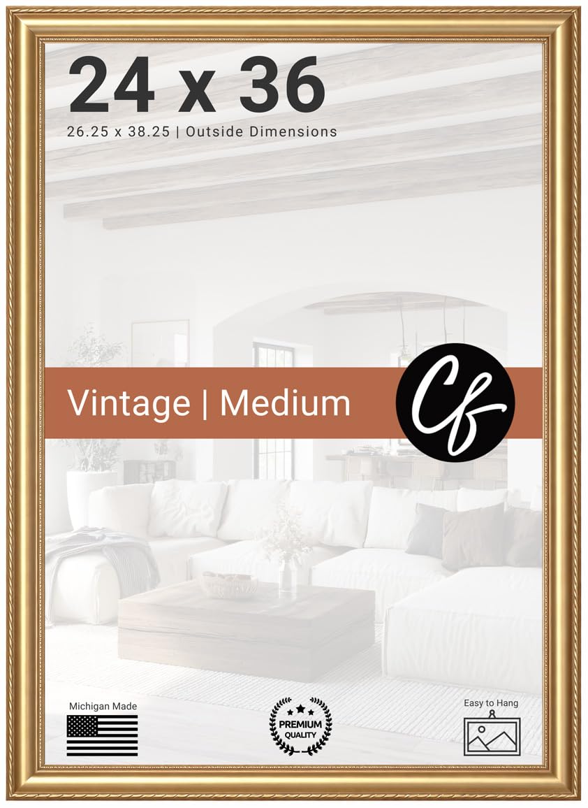 Craig Frames Victoria ornate gold 24x36 front view for art posters and photos.