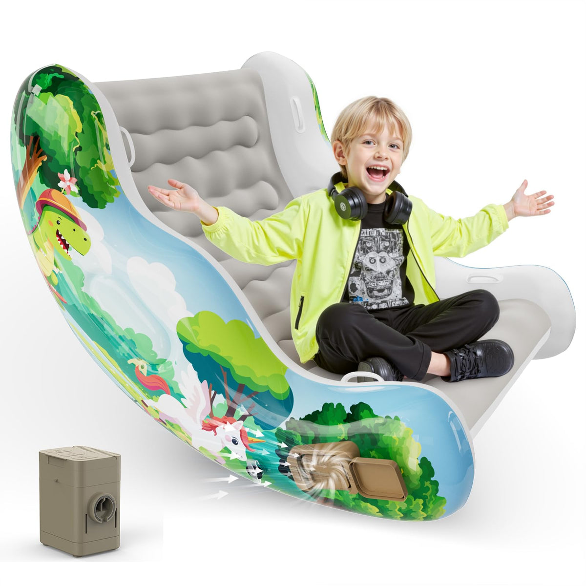 Crakrora sensory chair for kids front view, durable inflatable seat for safe playtime