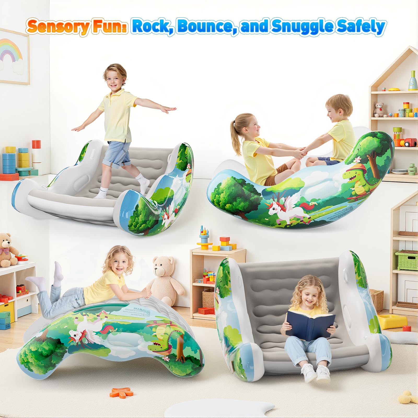 Crakrora sensory chair kids rocking action for motor exploration and focus