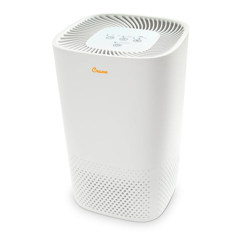 Crane air purifier with UV light clarifies air for a cleaner living space.