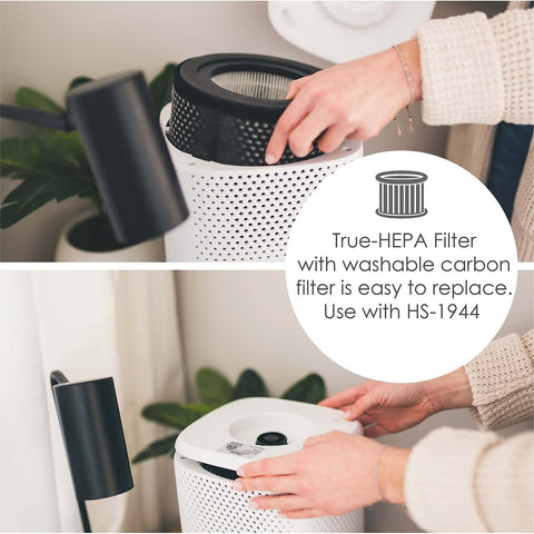 Crane air purifier features a washable pre-filter for easy upkeep.