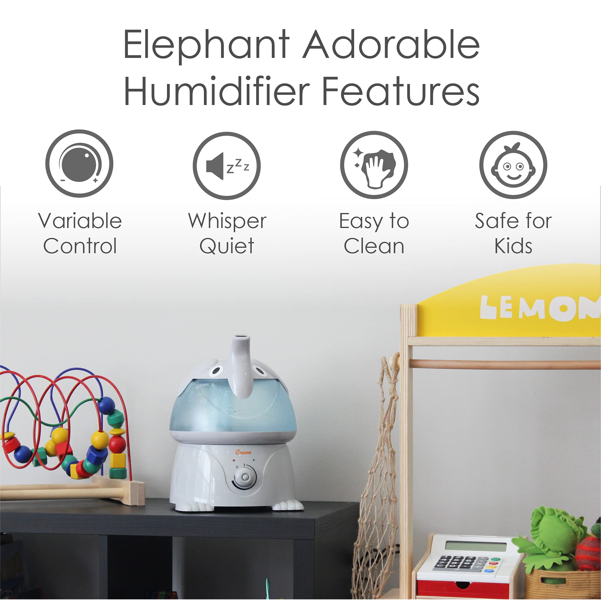Crane bottom-fill design simplifies refilling and cleaning for busy parents