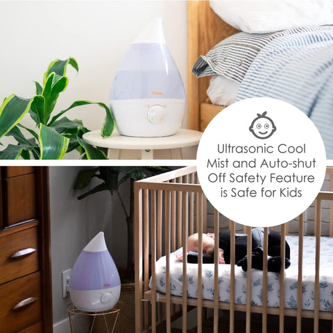 Crane Drop Shape humidifier with large 1-gallon tank for long run time.