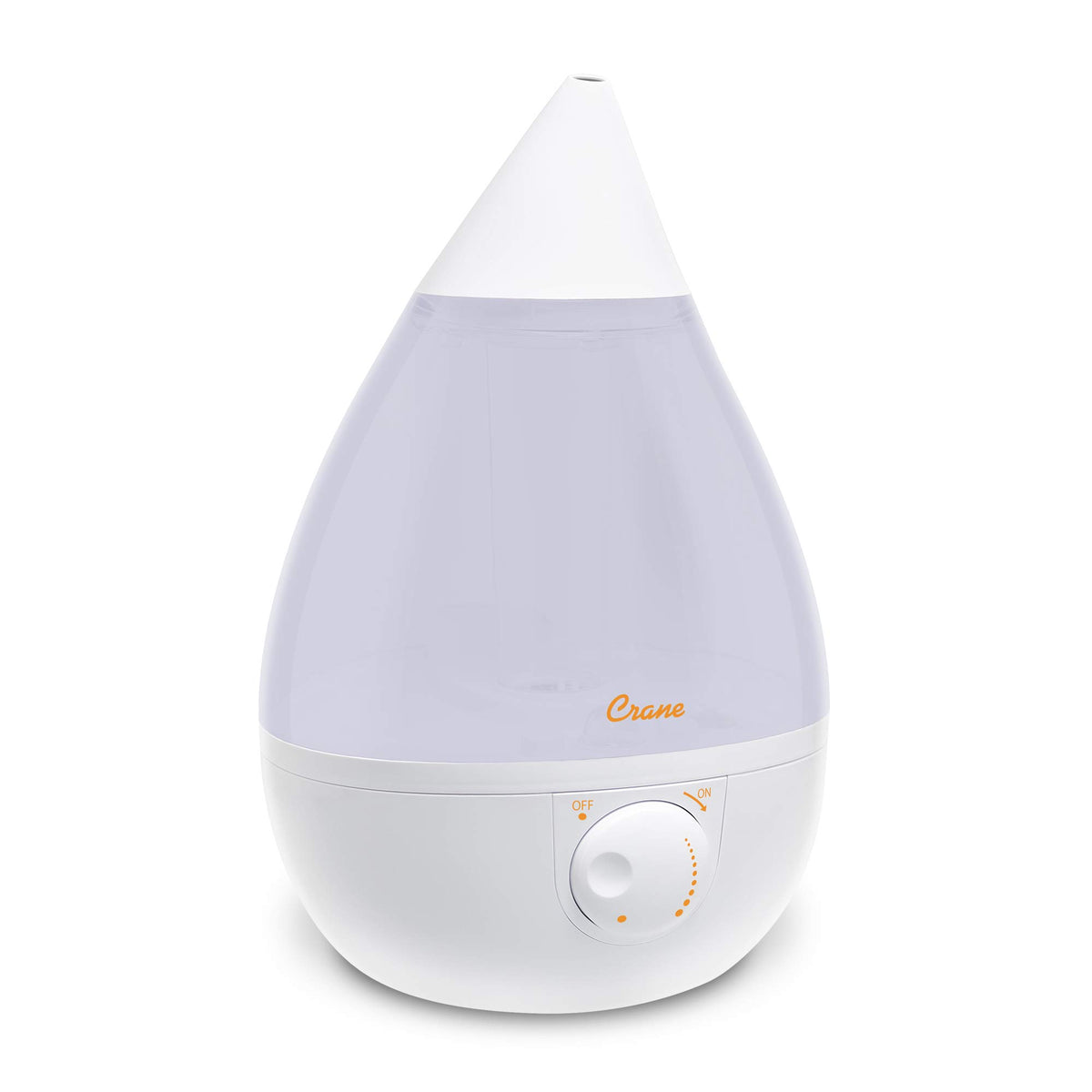Crane Drop Shape humidifier on nightstand providing gentle mist for a calm bedroom.