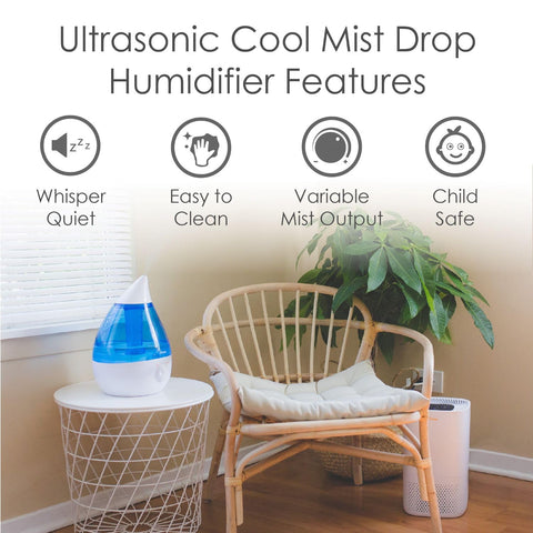 Crane Drop humidifier top view highlighting compact design for small spaces.