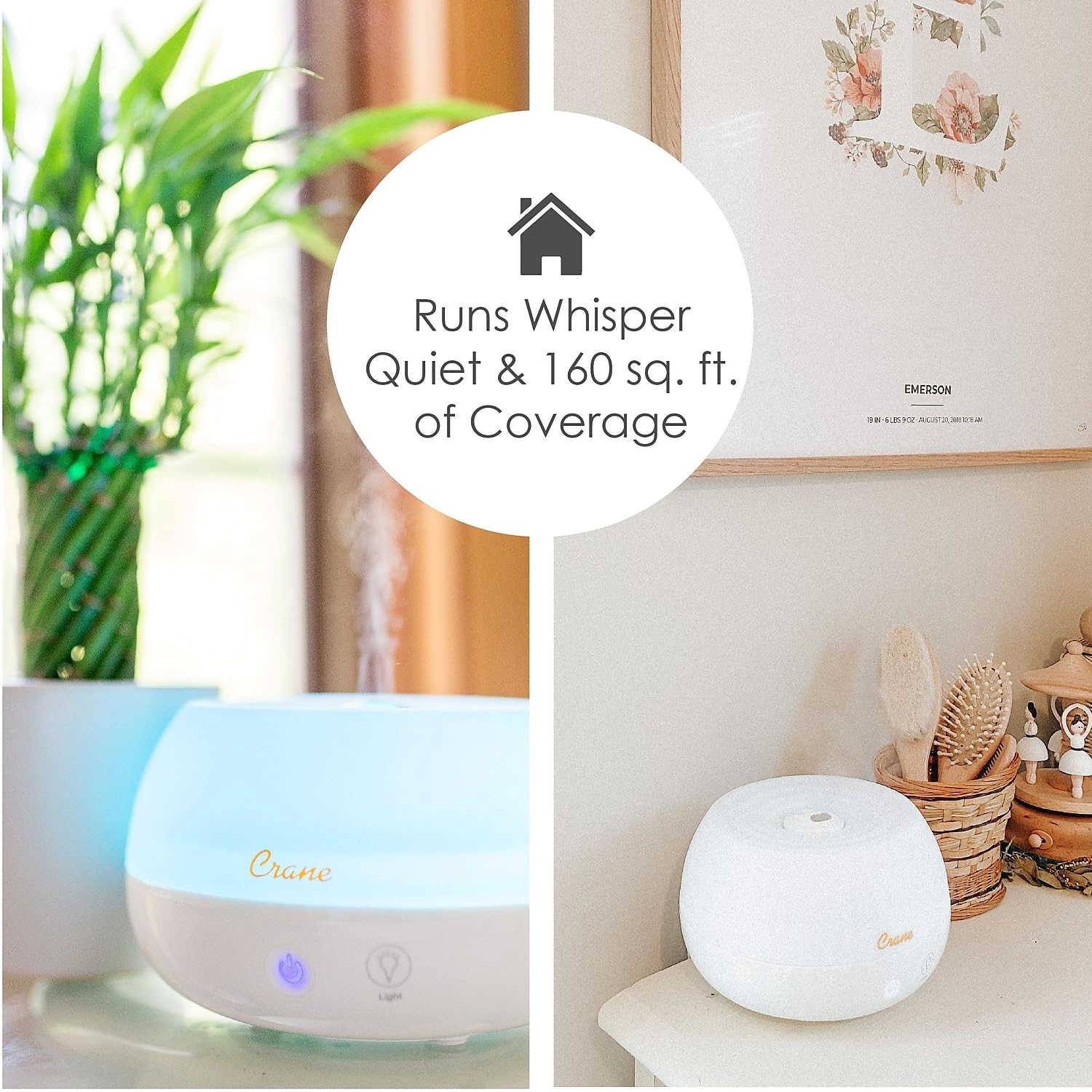 Crane optional essential oil tray diffuser for relaxing scents.