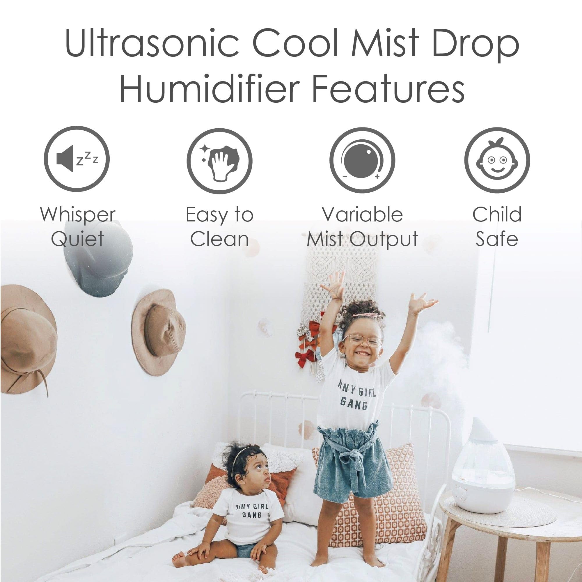 Crane humidifier in nursery promoting calm, comfortable air.