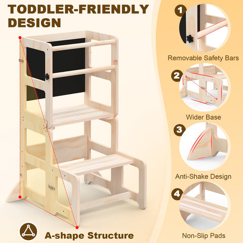 Cravenook toddler step stool art-board in use for chalk drawing and creativity.