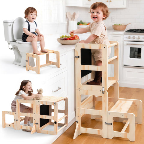 Cravenook toddler step stool front view for secure kitchen prep and independent reach.