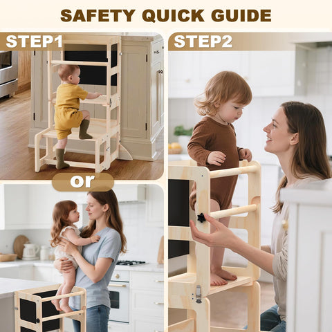 Cravenook toddler step stool in kitchen use for reaching sink tasks.