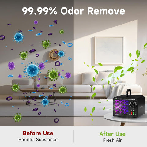 CrazyOne ozone generator in car interior illustrates effective odor elimination on the go.