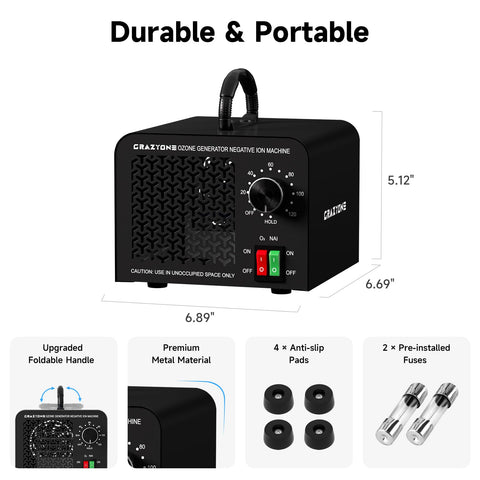 CrazyOne ozone generator timer and hold function enables flexible scheduling.