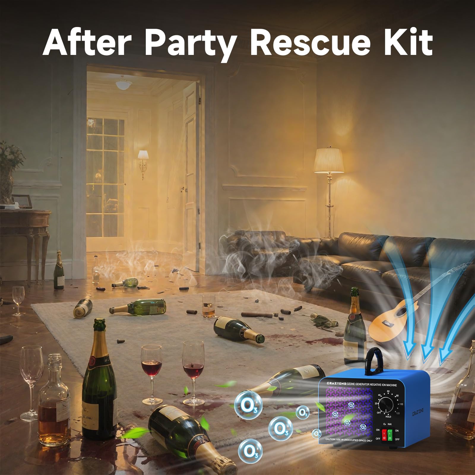 CrazyOne safety and ventilation reminders for odor removal use