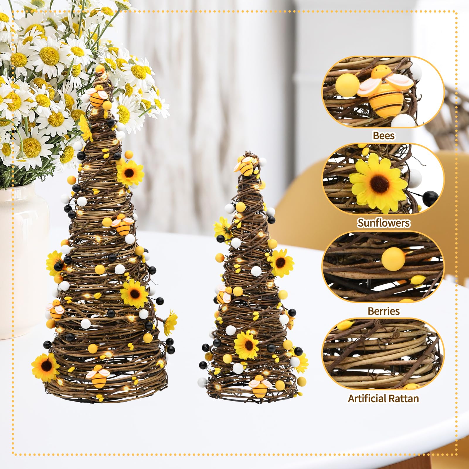 CRCZK tabletop mantel centerpieces display two-piece set