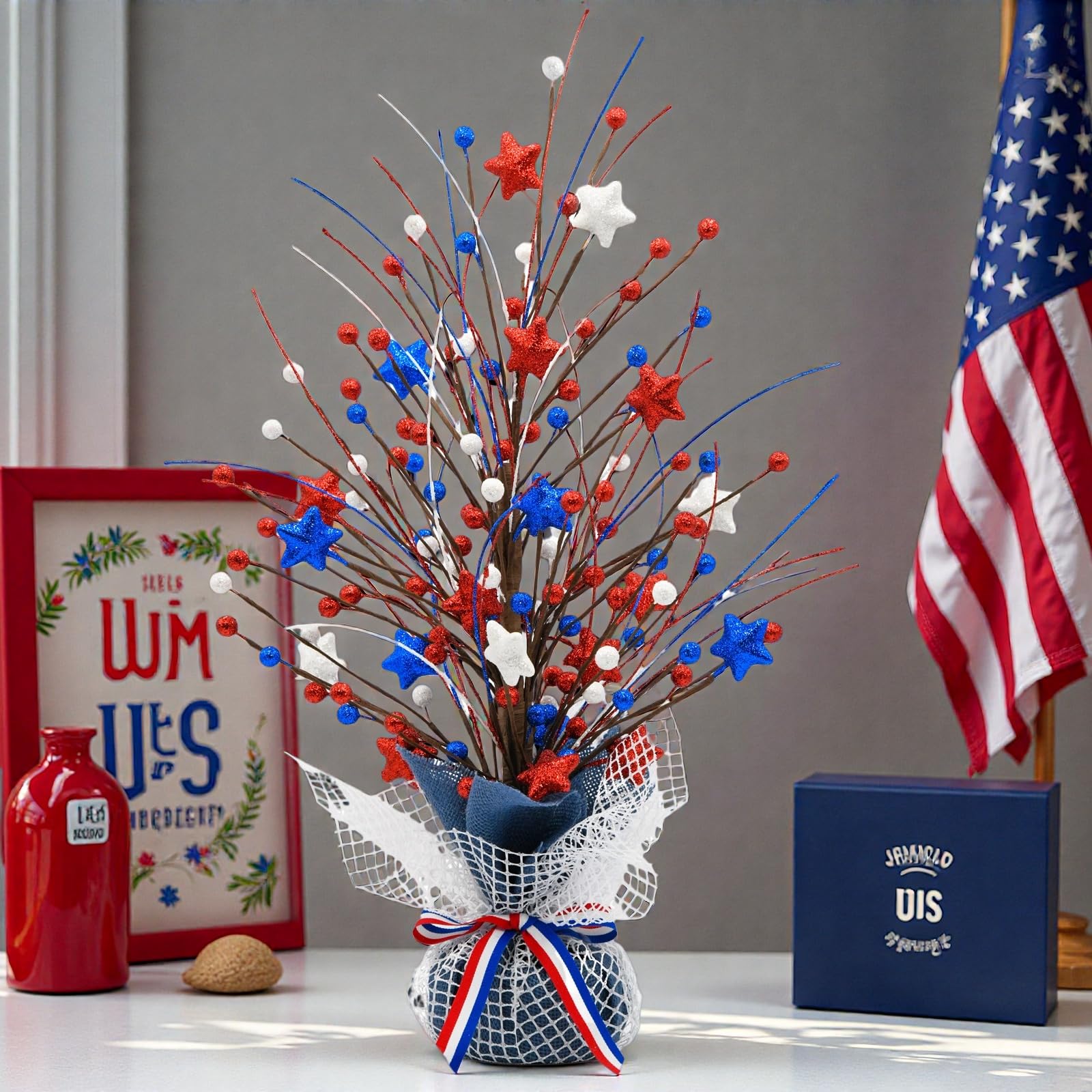 CRCZK USA home decor enhances patriotic vibes with red, white, blue accents