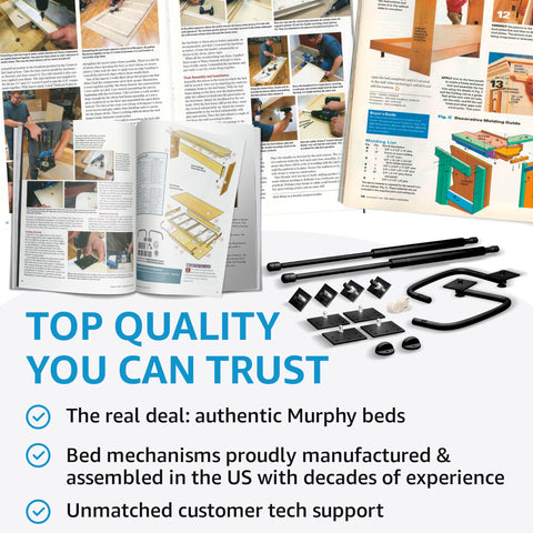 Package and shipping scene showcases the ready-to-build Create-A-Bed kit and guides.