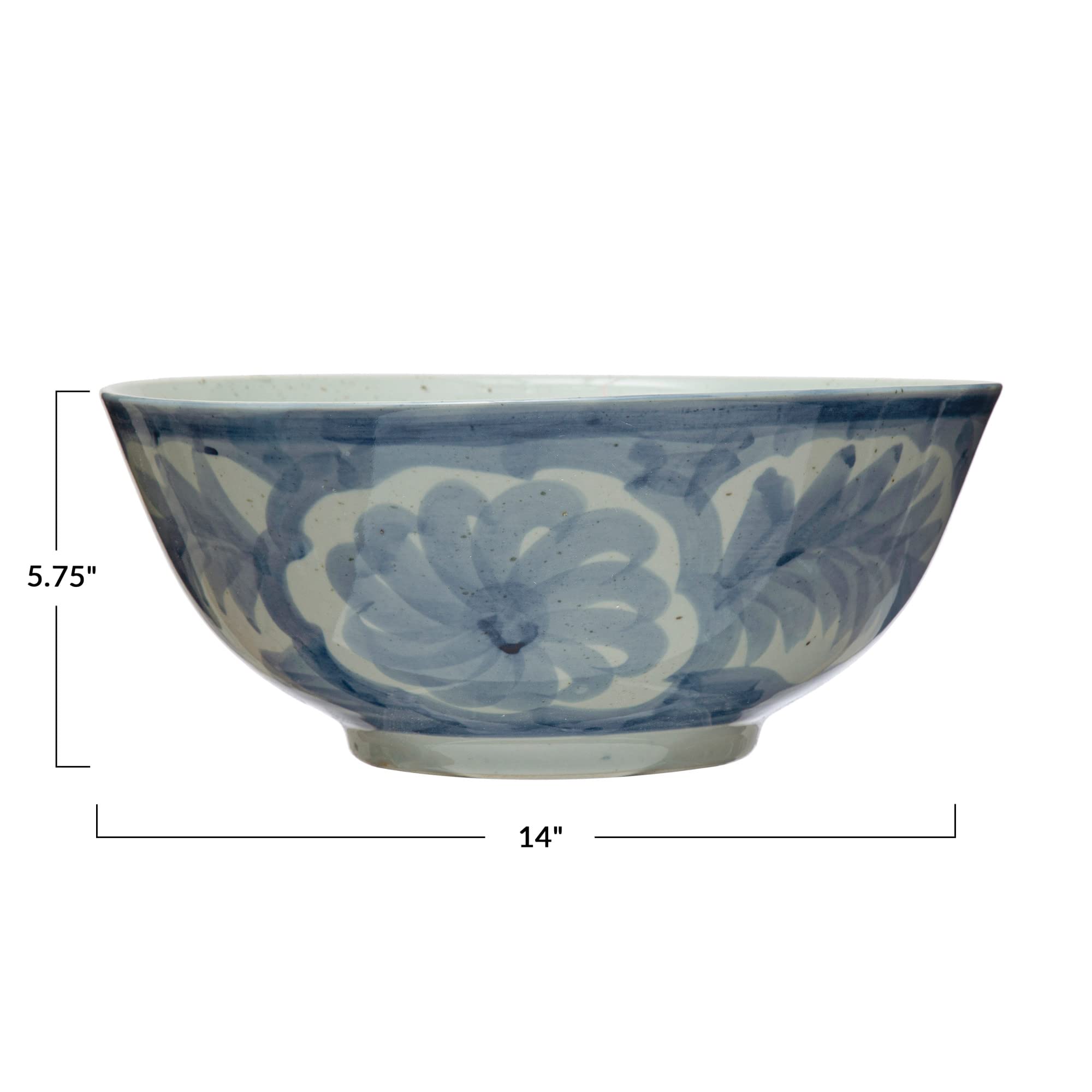Creative Co-Op 14-inch stoneware bowl suitable for snacks or fruit.