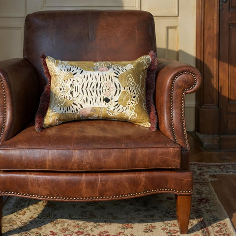 Creative Co-Op 20x14 lumbar pillow enhances sofas and beds.