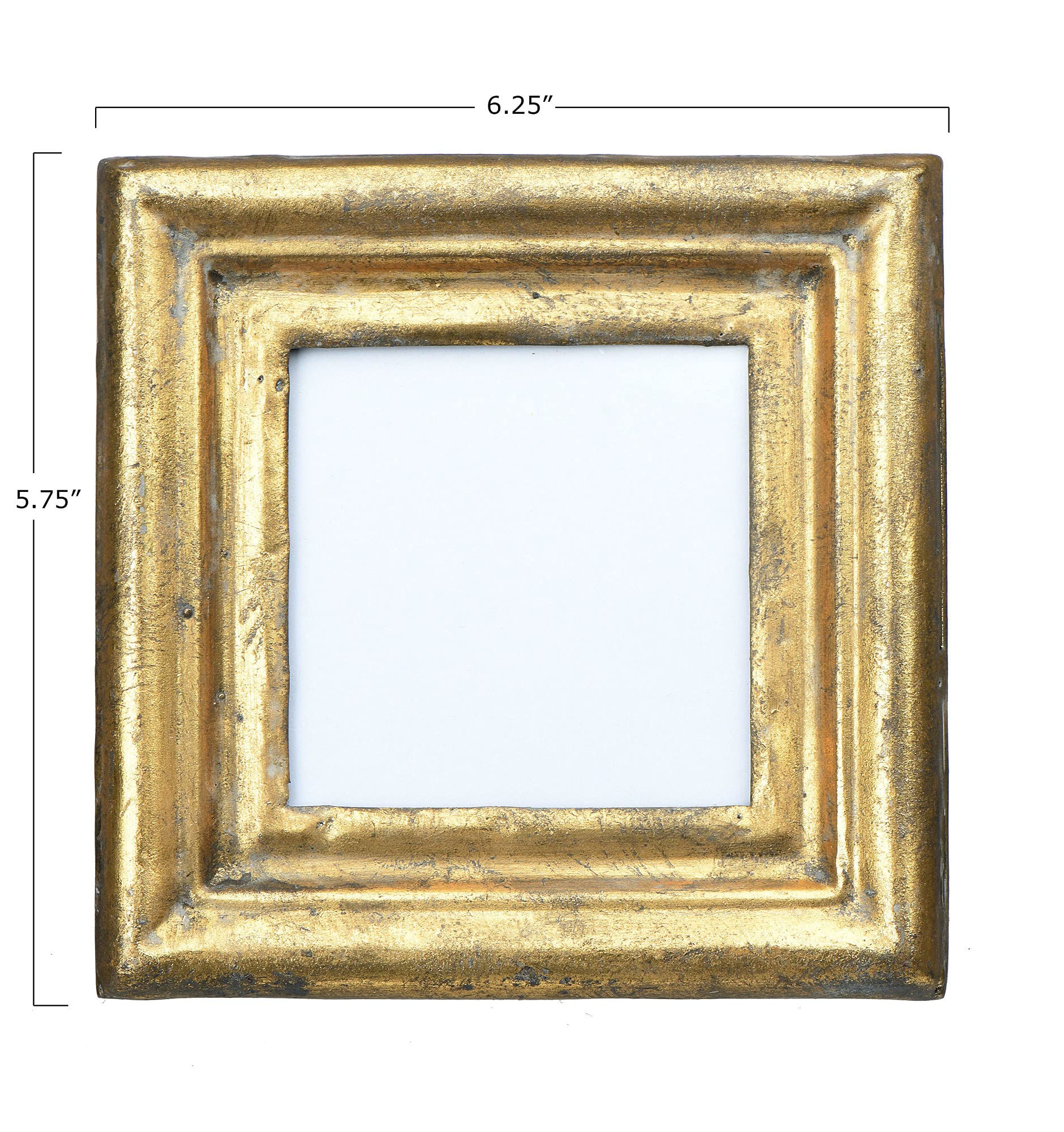 Creative Co-Op Antiqued Gold Square Frame easel stand supports stable tabletop display