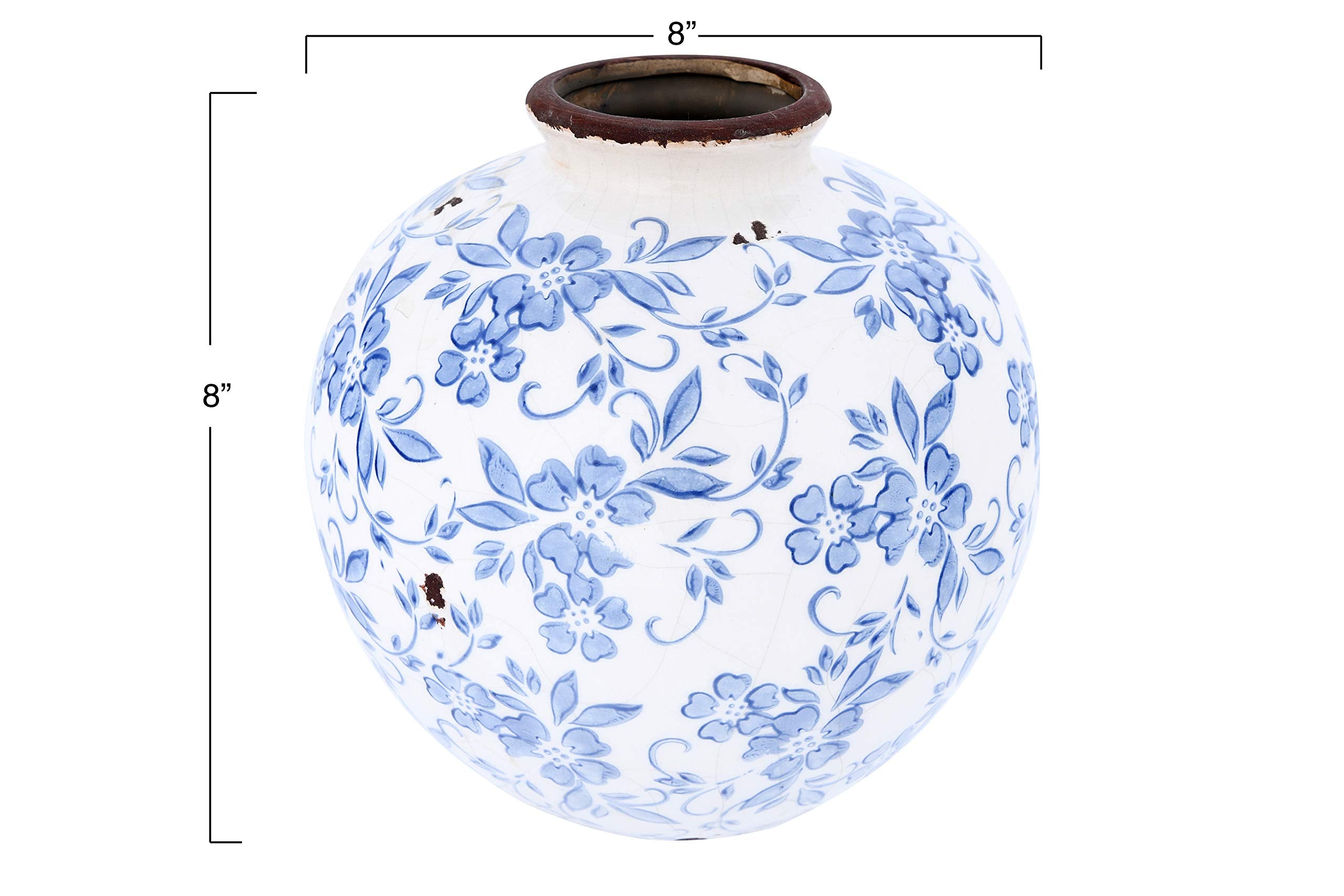 Creative Co-Op DF2720 terra-cotta vase with crackle finish for rustic shelf decor.