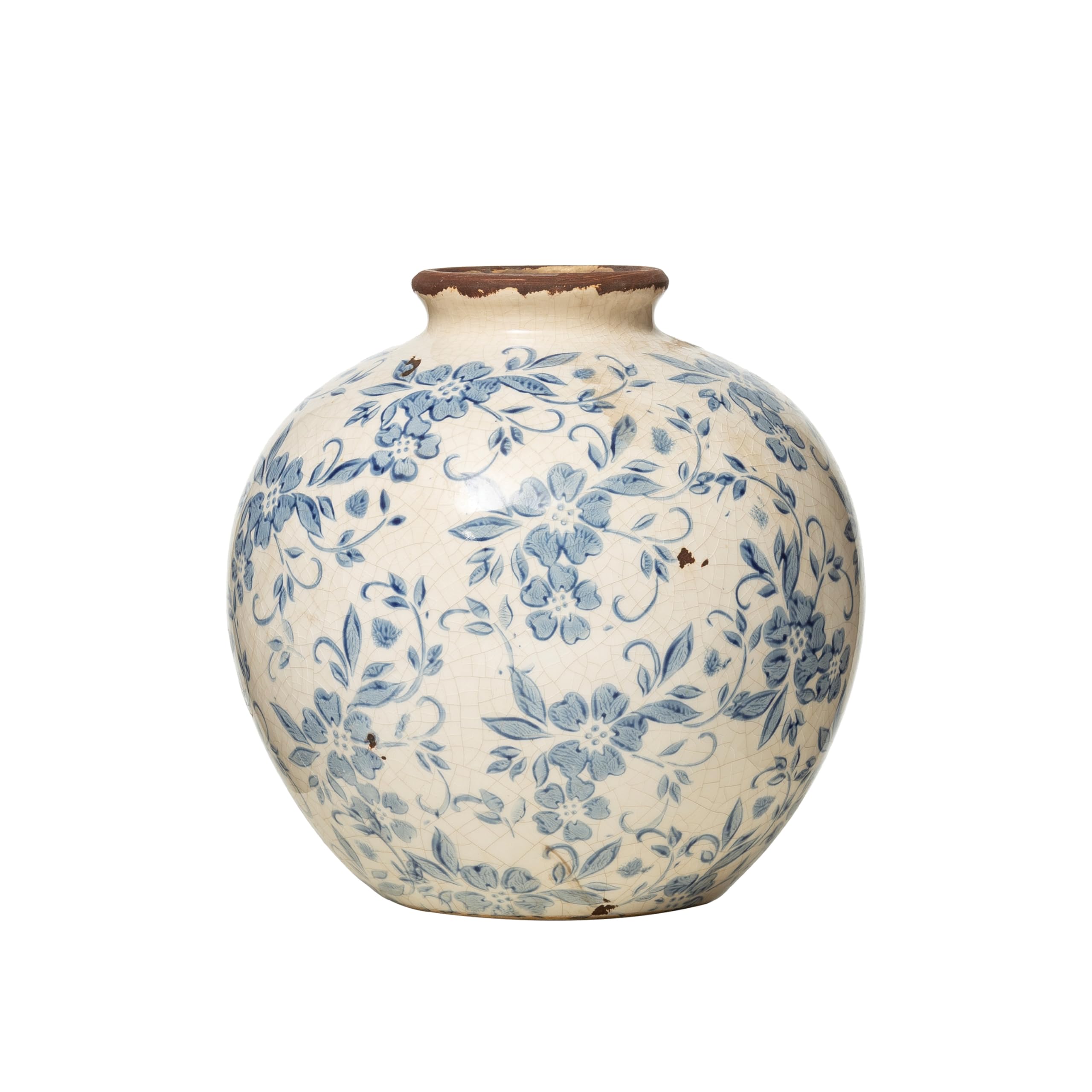 Creative Co-Op DF2720 vase features floral motif detail for elegant table styling.