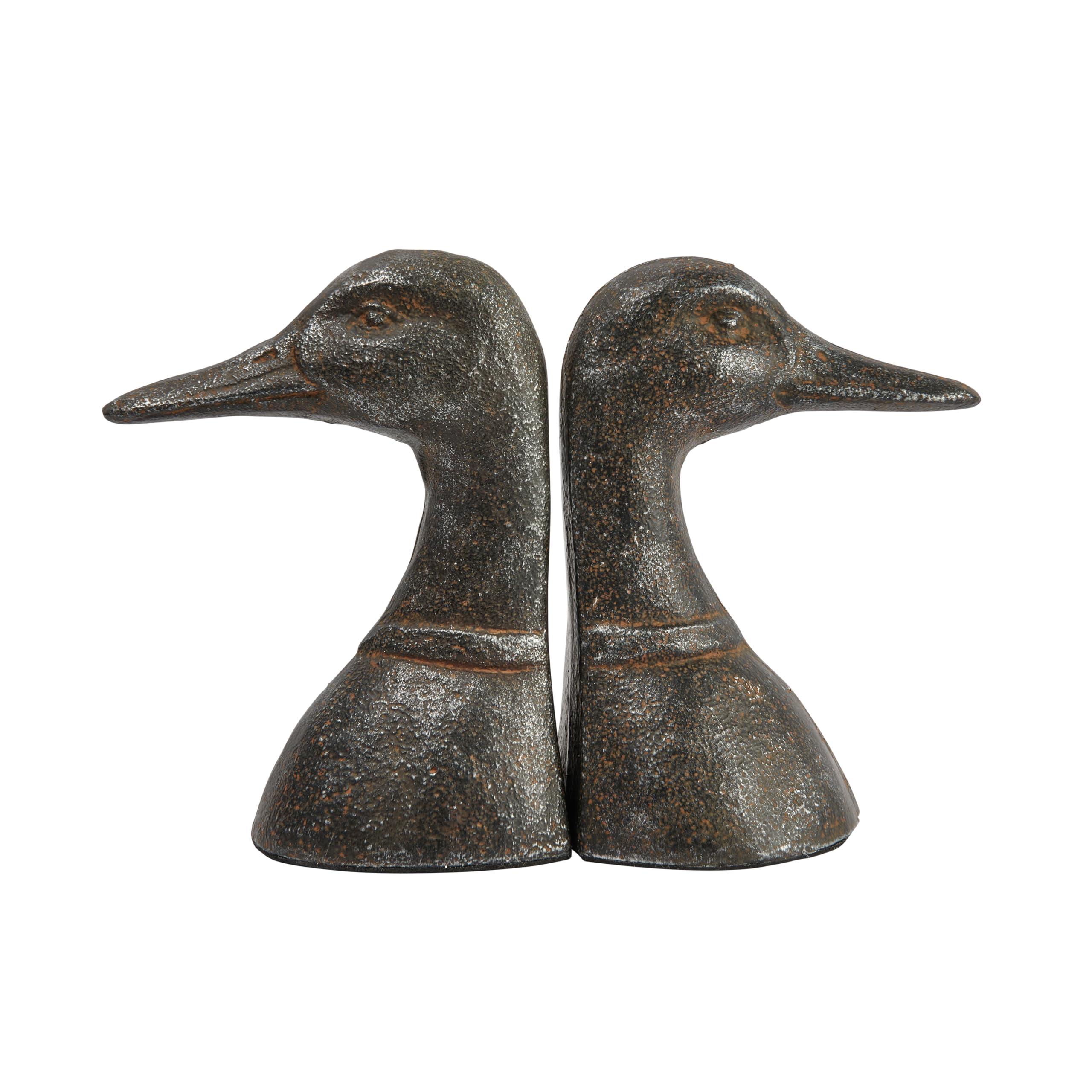 Creative Co-Op duck head bookend closeup reveals sturdy cast metal construction