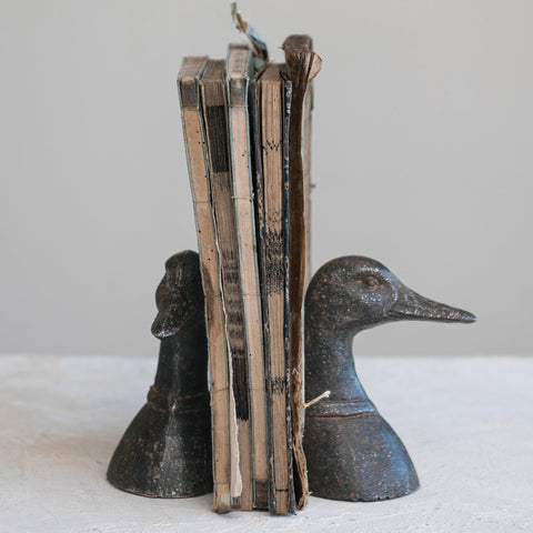Creative Co-Op lodge-inspired decor duck head bookend for cozy shelves