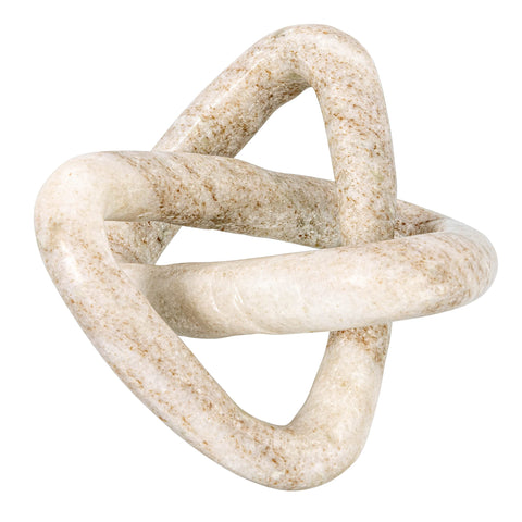 Creative Co-Op marble link knot beige on coffee table adds boho charm