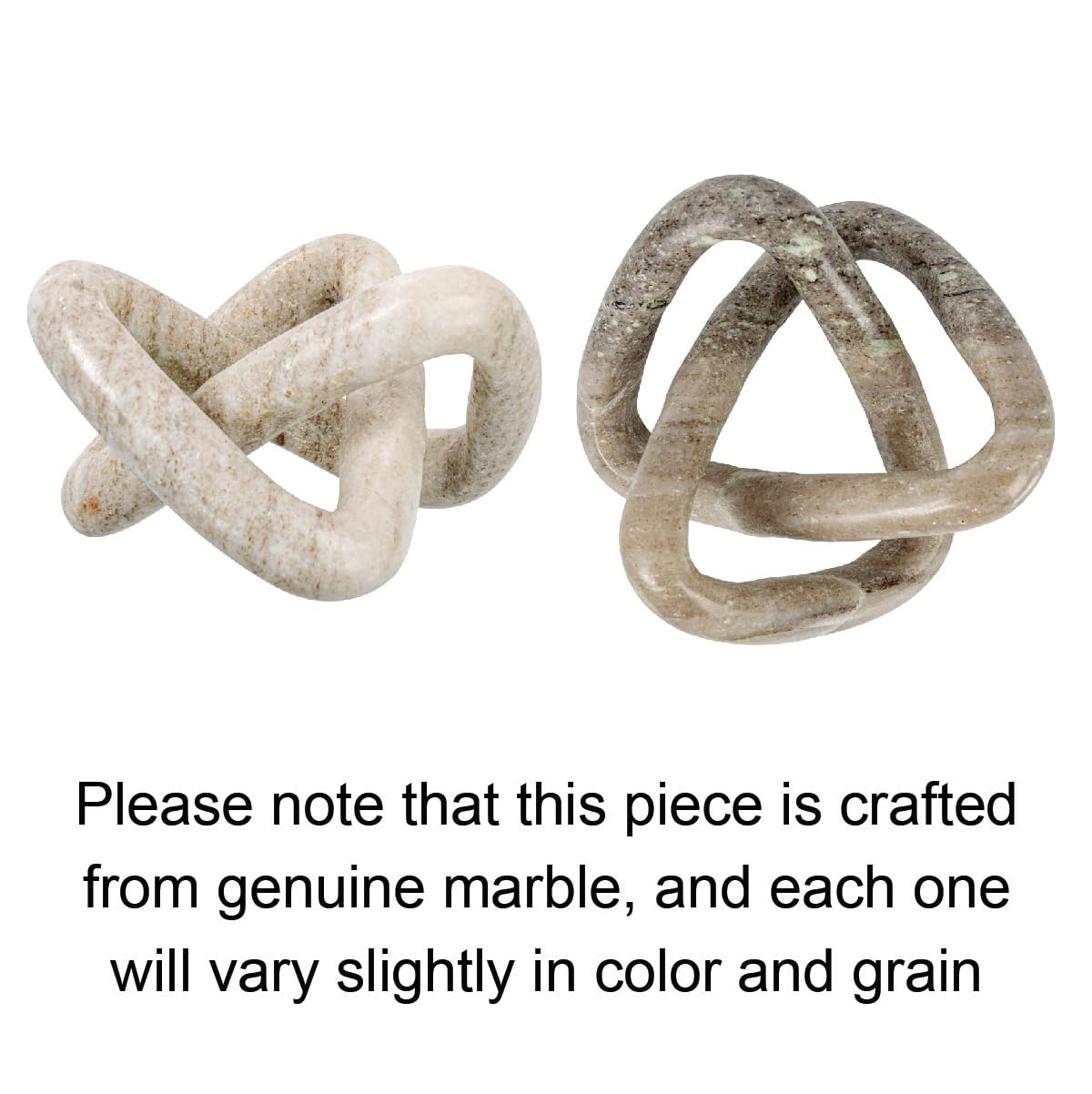 Creative Co-Op marble link knot showcases natural grain variations