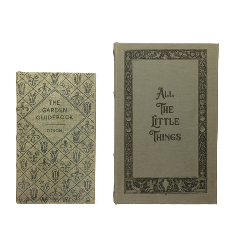 Creative Co-Op MDF and canvas book boxes set of two organized keepsakes on a table.