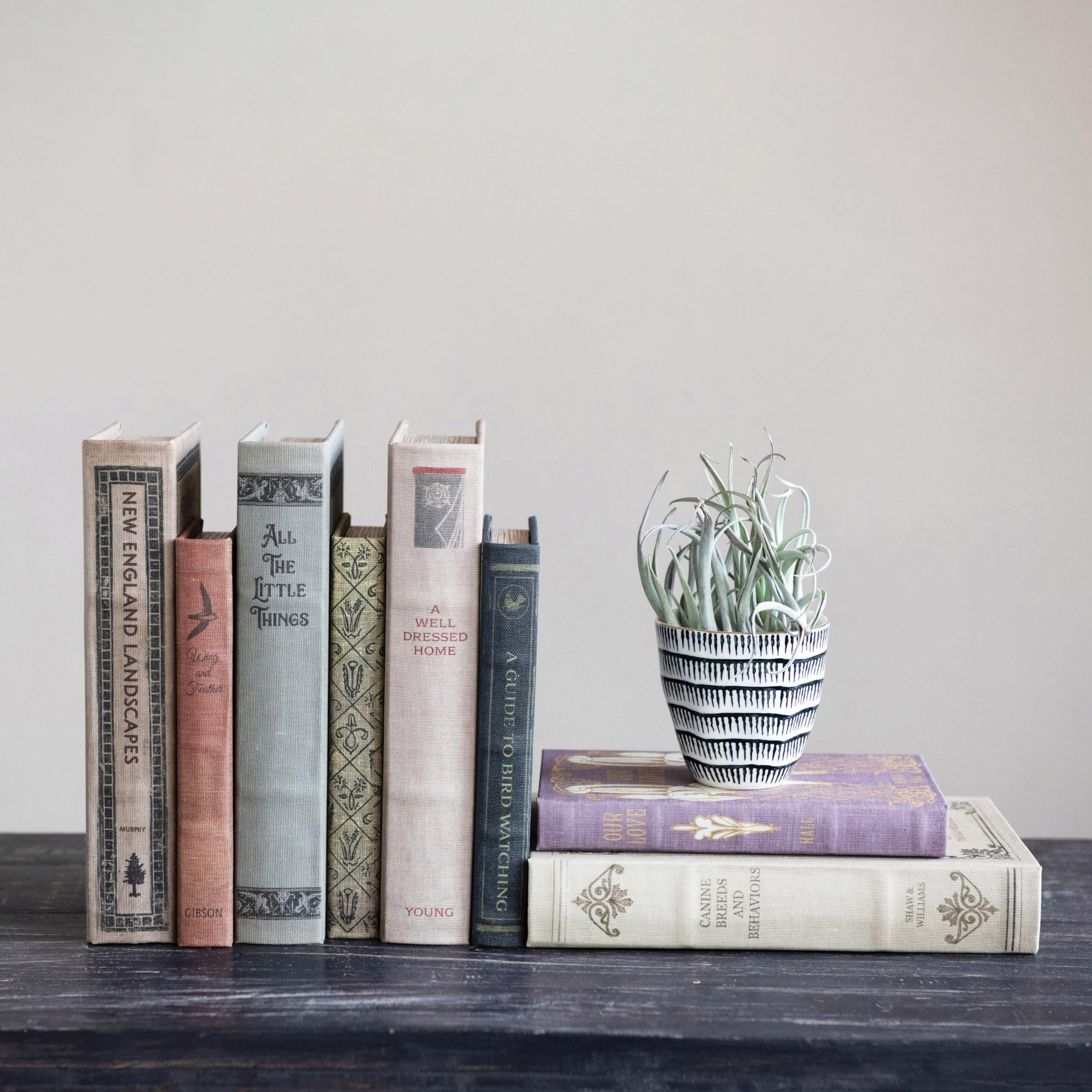 Close-up of the neutral canvas texture on Creative Co-Op storage boxes.