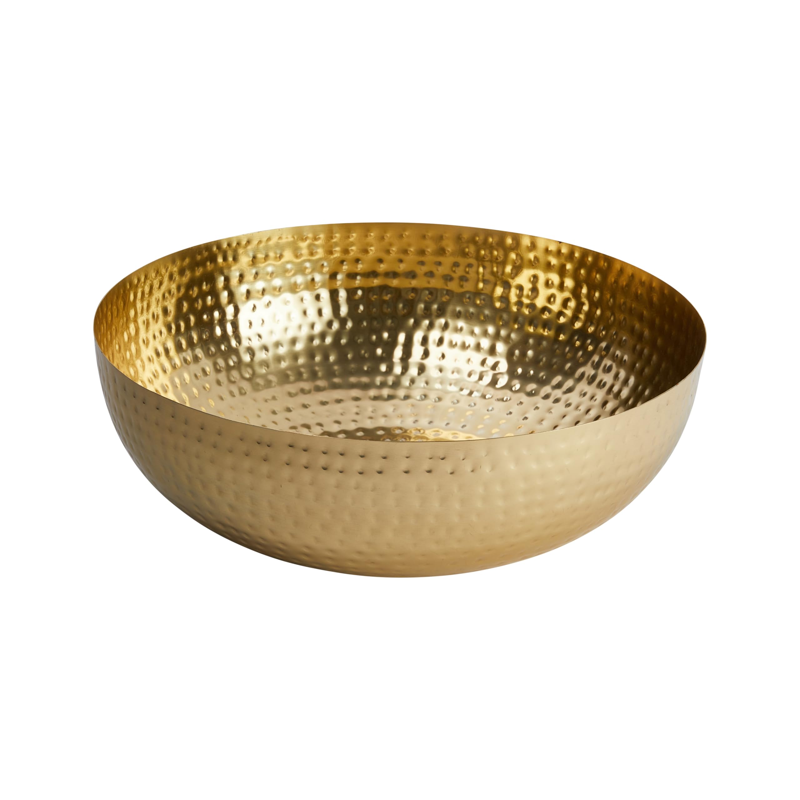 Creative Co-Op round hammered metal bowl in gold finish for elegant table display.