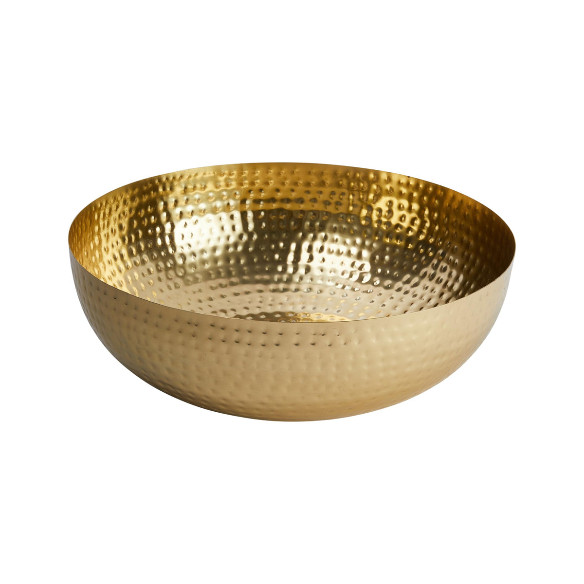 Creative Co-Op round hammered metal bowl in gold finish for elegant table display.
