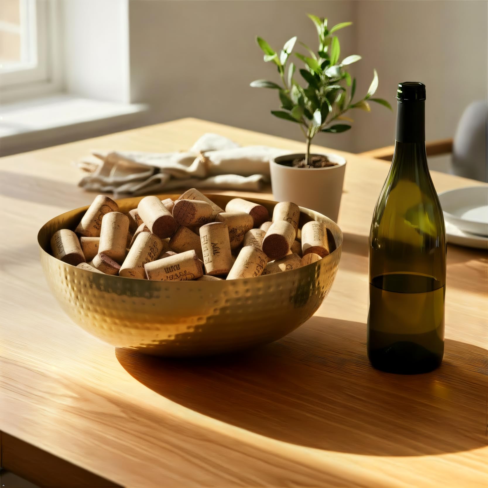 Serving bowl in metal gold for versatile entertaining and stylish serving.