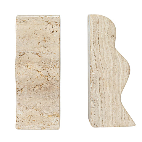 Creative Co-Op travertine wave bookends reveal unique color variations