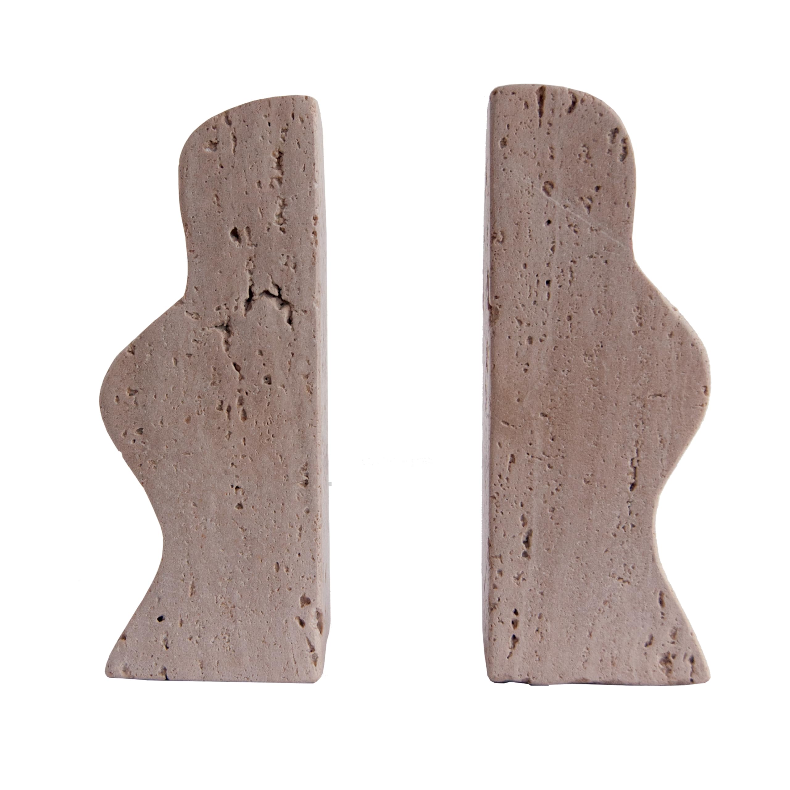 Creative Co-Op travertine wave bookends blend with coastal or farmhouse decor