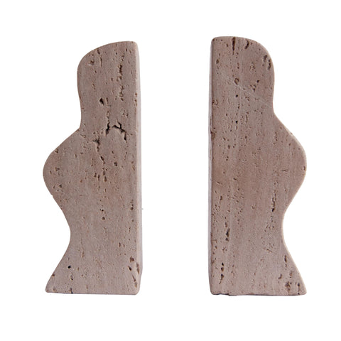 Creative Co-Op travertine wave bookends blend with coastal or farmhouse decor