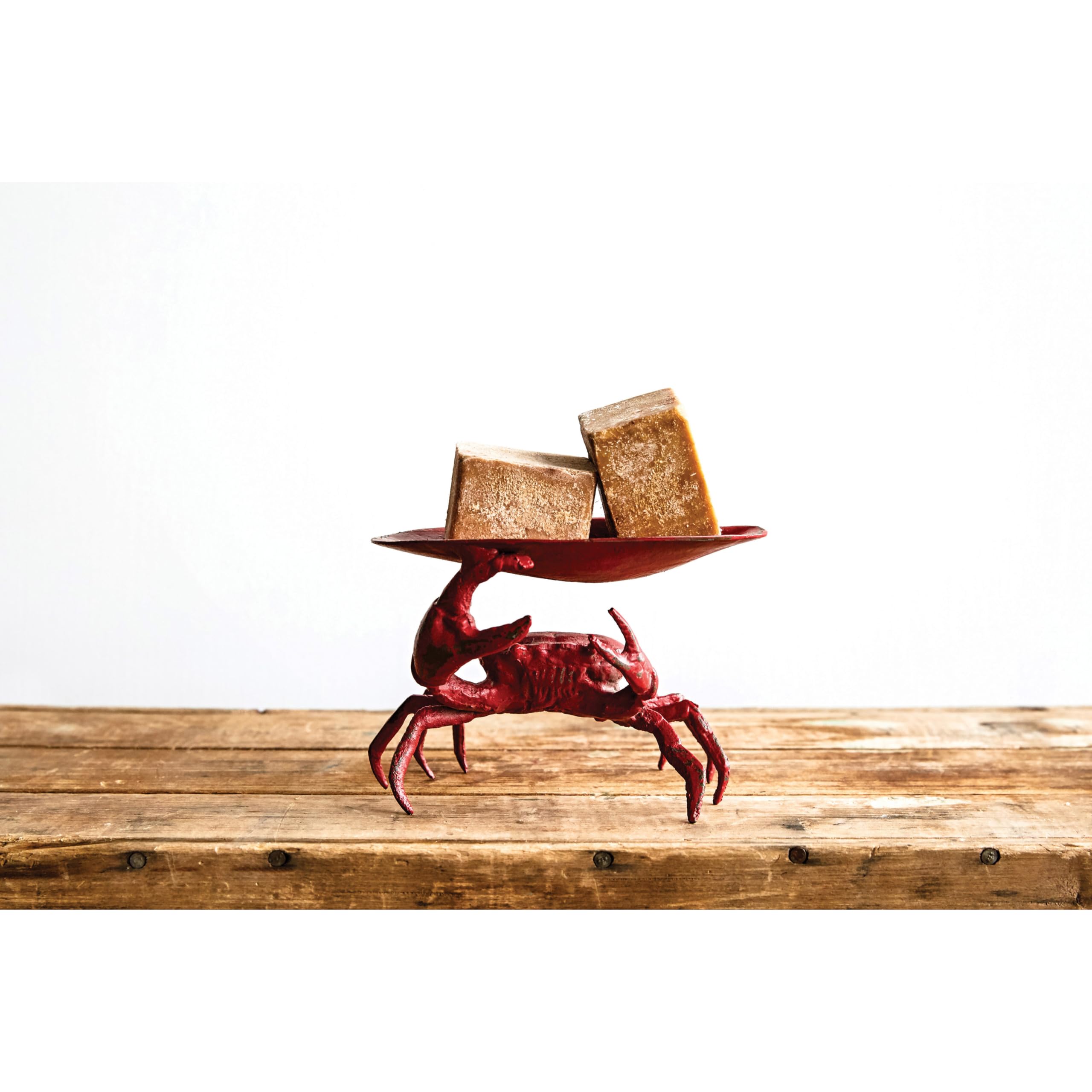 Creative Co-Op crab dish close-up highlights rugged cast iron texture