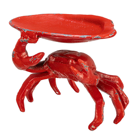 Creative Co-Op distressed red crab dish holds keys and small items