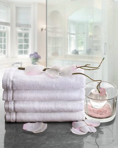 Creative Scents 100 percent cotton towels with velour finish for plush, absorbent use.
