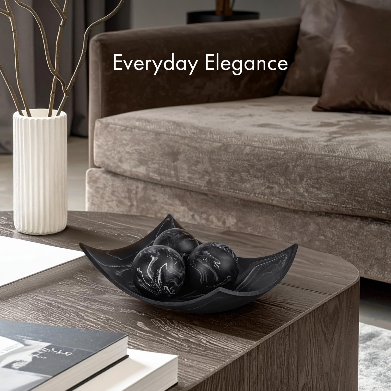 Creative Scents candy dish with black marble look for upscale entertaining.