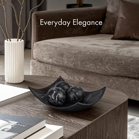 Creative Scents candy dish with black marble look for upscale entertaining.