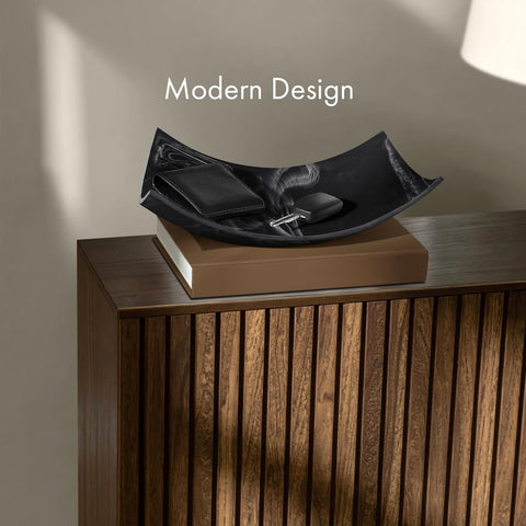 Creative Scents decorative tray in black marble look to organize small items.