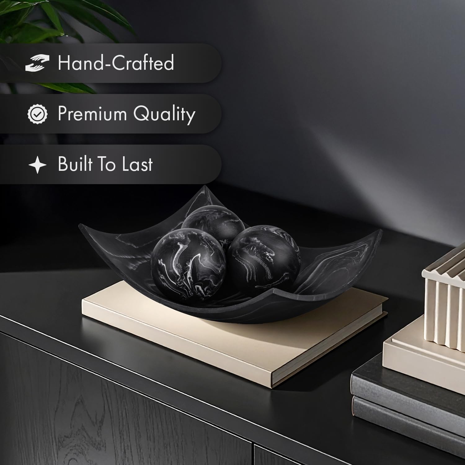 Creative Scents Black Marble Look Collection coordinates space with other pieces.